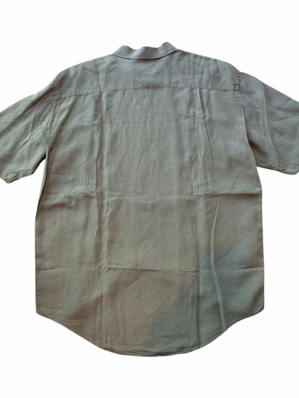BANANA REPUBLIC Irish Linen Shirt Sleeve Button Up Shirt. Large. Light Olive.